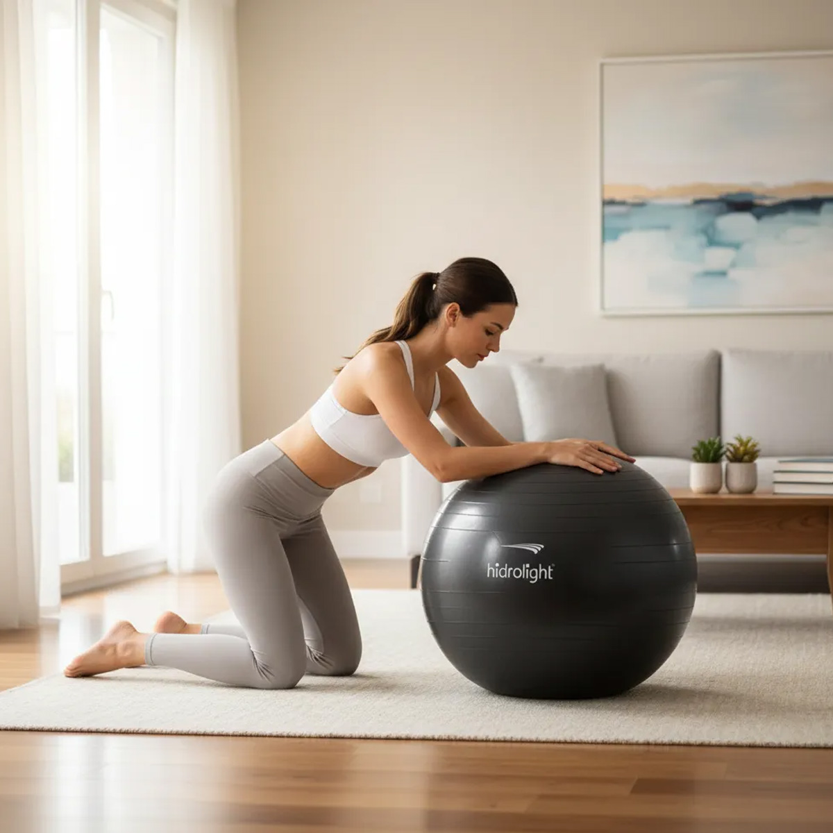 Bola de Pilates e Exercício Preta 85cm Hidrolight