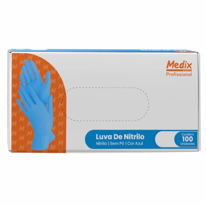 Luva de Nitrilo para Uso Geral Azul Medix 100UN