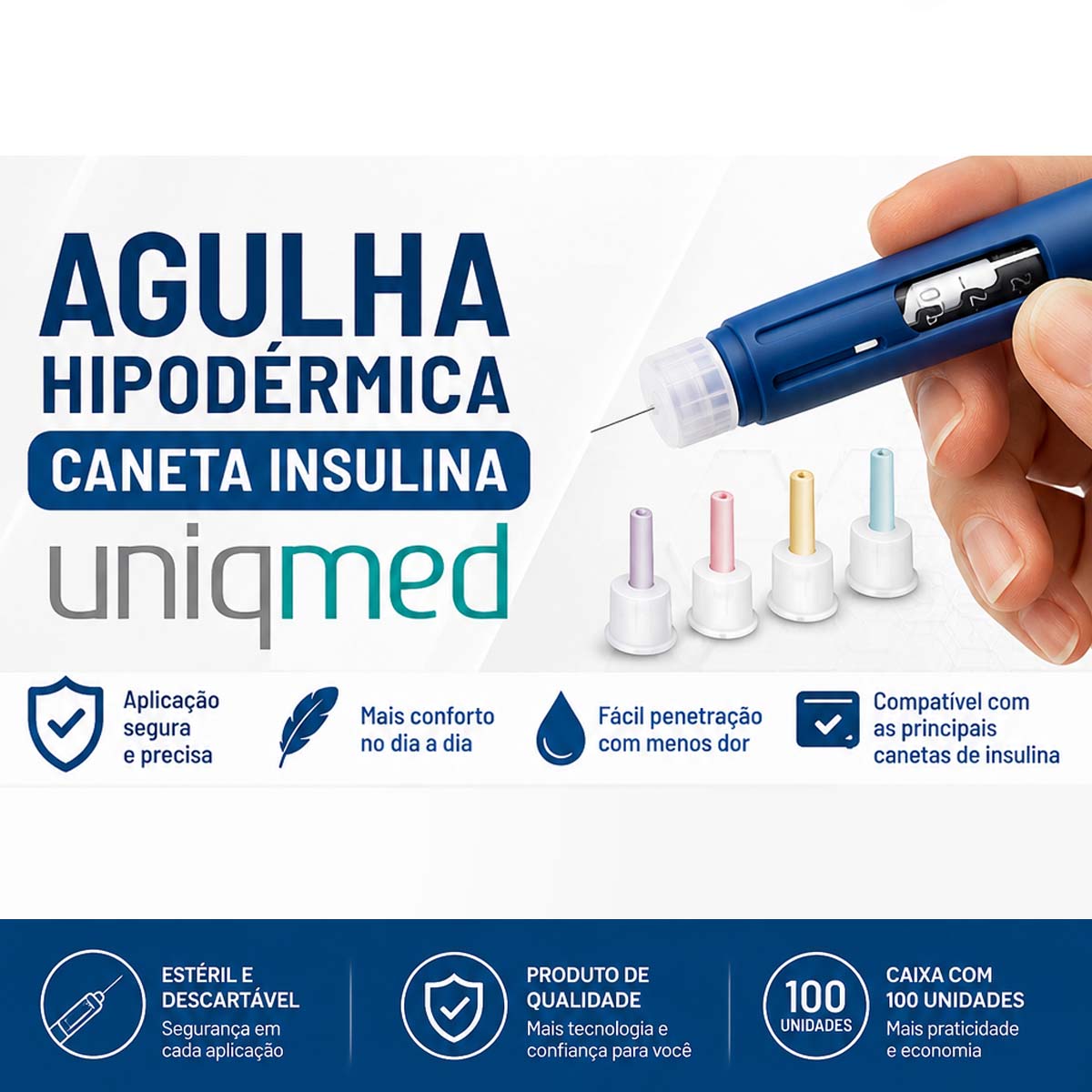 Agulha Hipodérmica Caneta Insulina Uniqmed